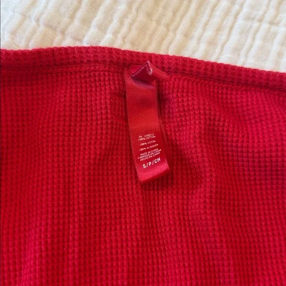 Skims Waffle Henley Short and Long Sleeve Pajama Set Sz s in brick - Picture 3 of 4